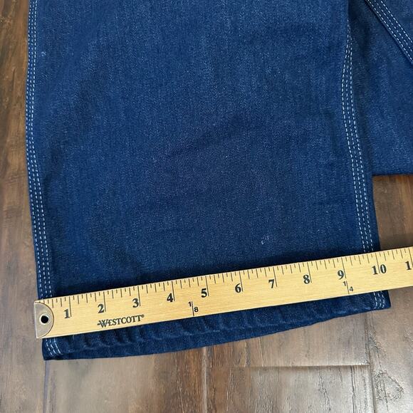 Vintage BIG MAC Square Bak Bib Overalls Blue USA Dungaree Carpenter - Picture 16 of 16